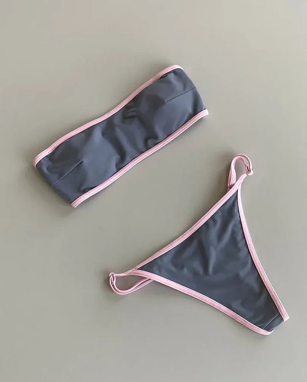 Contrast Minimalist Bikini Set