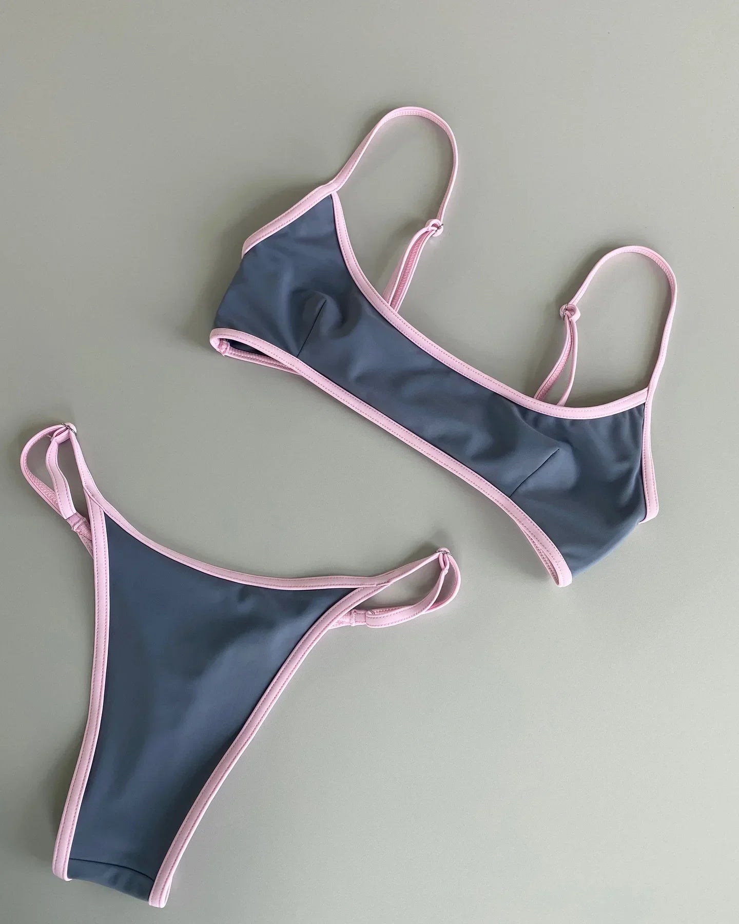 Contrast Minimalist Bikini Set