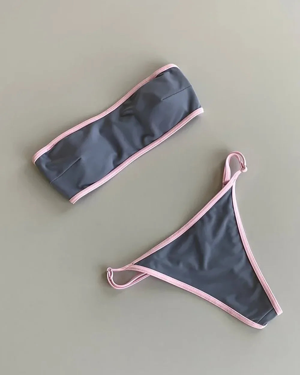 Contrast Minimalist Bikini Set