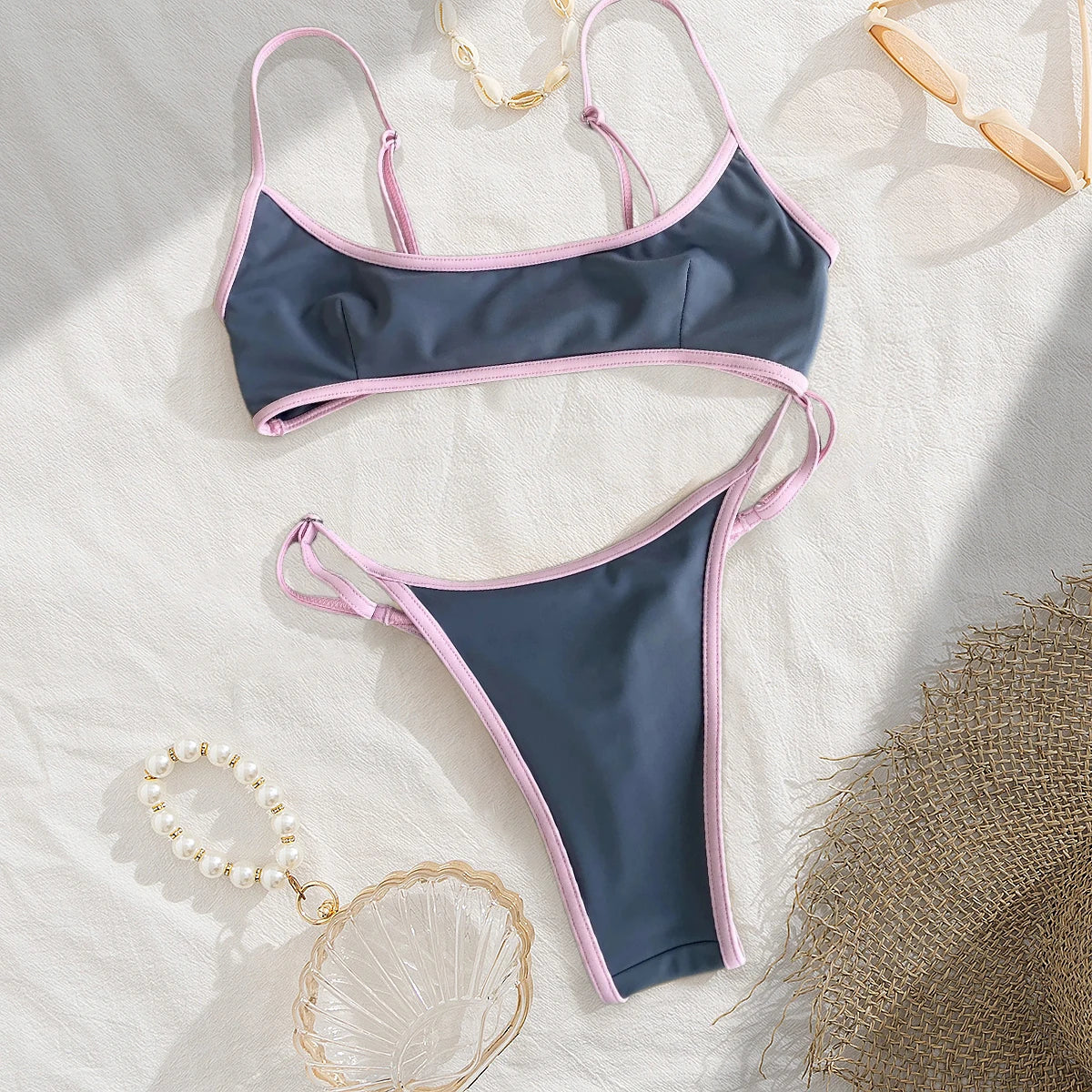 Contrast Minimalist Bikini Set