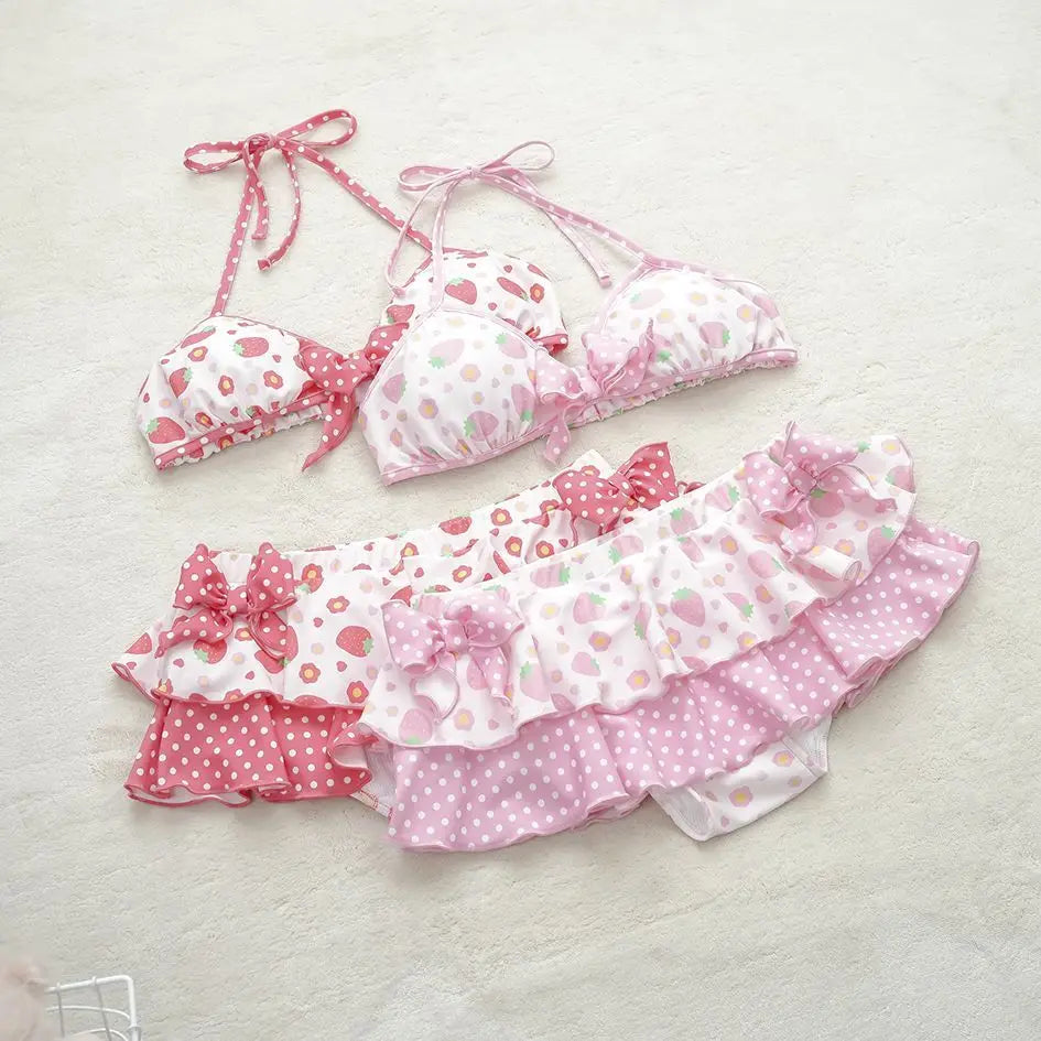 Sweet Pink Bow Bikini Set