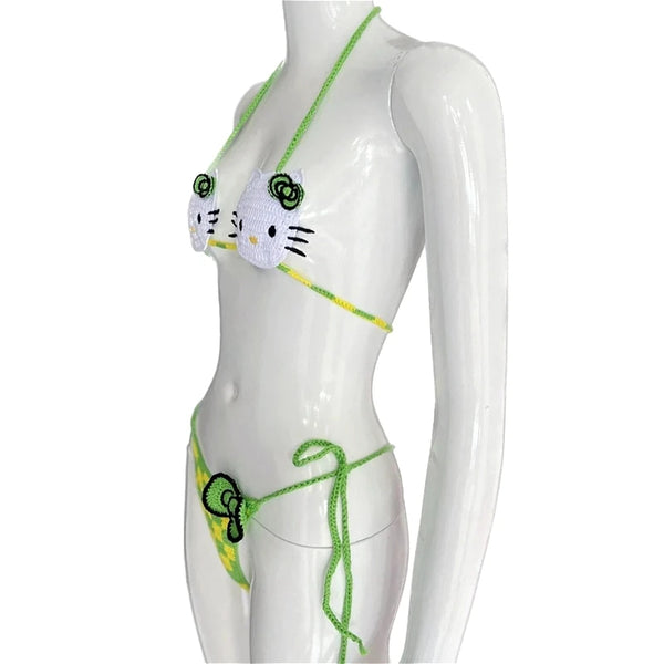 Cute Hello Kitty Crochet Bikini Set