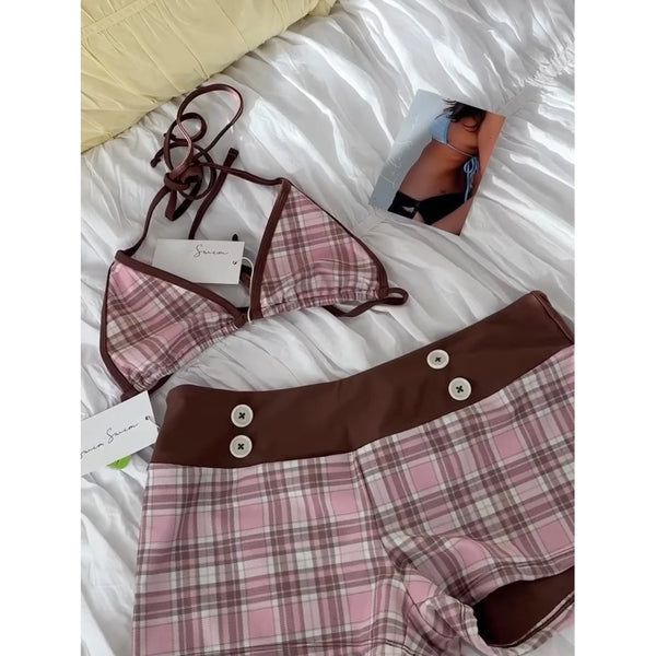 Chic Plaid Bikini Set