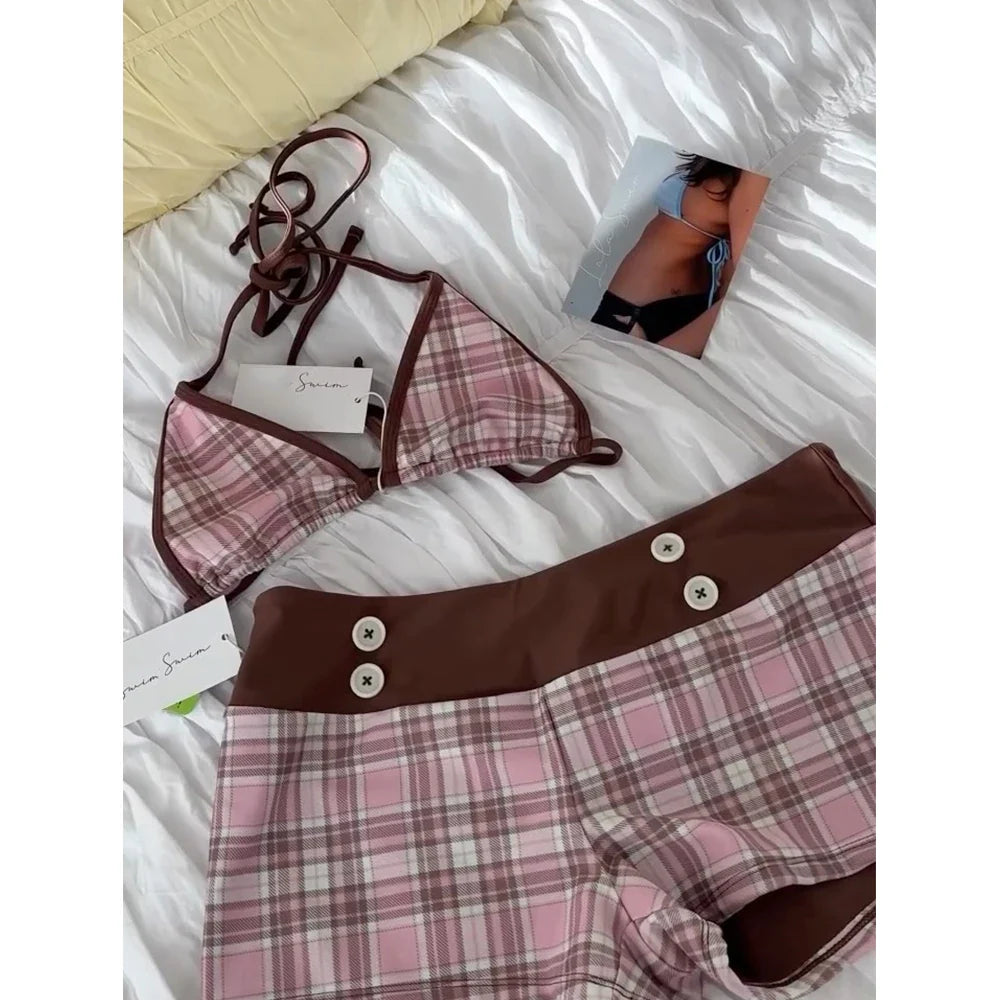 Chic Plaid Bikini Set