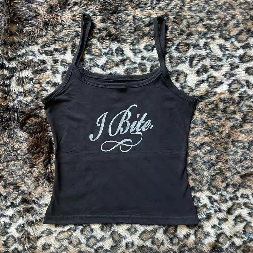 Y2K "I Bite" Vintage Style Crop Top