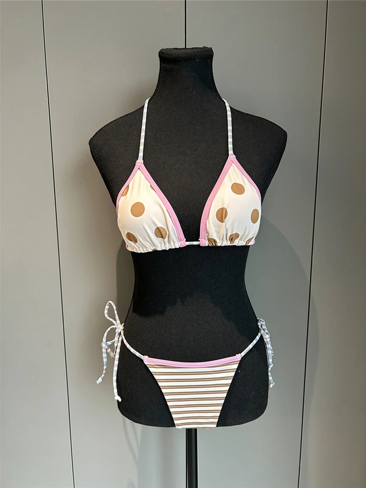 Playful Striped Polka-Dot Bikini